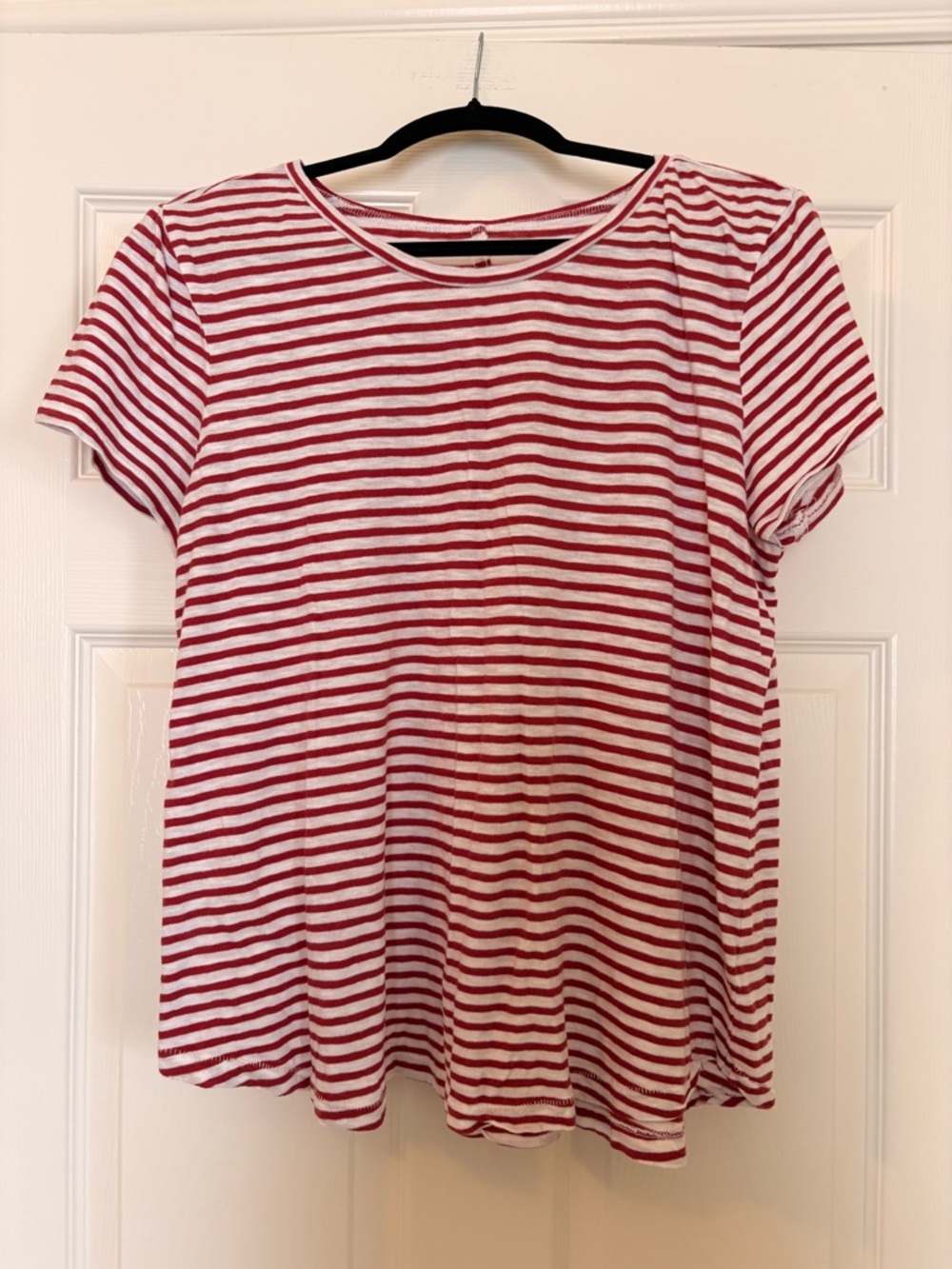 Nordstrom Caslon Red and White Striped Short Sleeve Tee